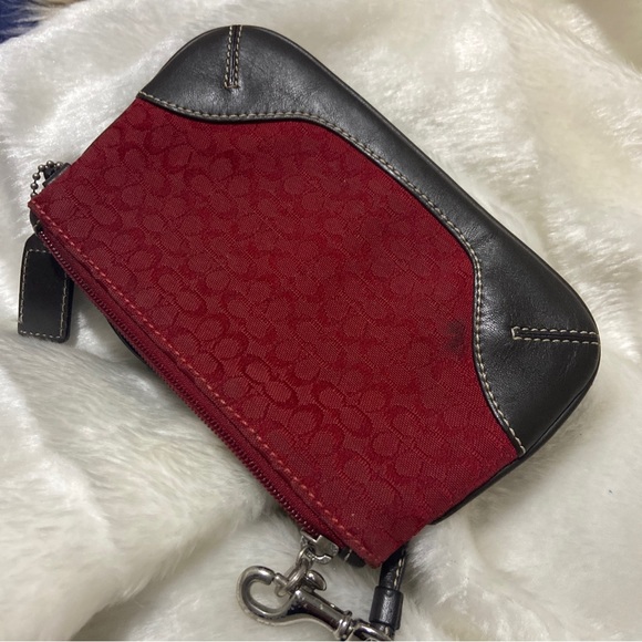 Vtg Coach Soho Red Logo Wristlet Mini Tote Purse Cosmetic Bag Wallet+Hangtag - Picture 11 of 11